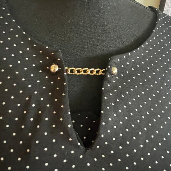 Zac & Rachel women's blouse Large shark tail black and white polka dot L/S - Picture 3 of 15